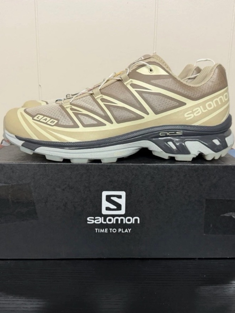 Salomon Men's Beige Trail Running Shoes XT6 Clear Sand Safari